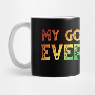 Christians for Justice: My God Loves Everyone (rainbow text) Mug